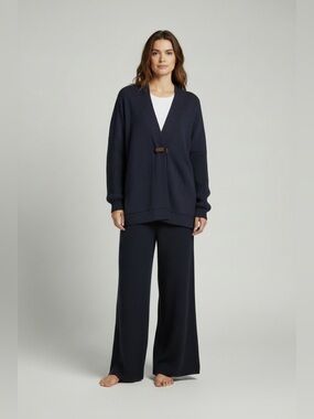 Brunello Cucinelli NWOT Navy blue Cashmere Cardigan small sequence sleeve
